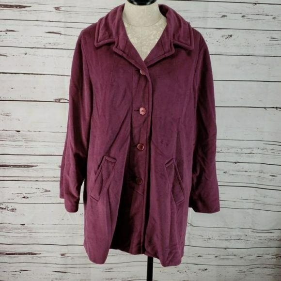 Sherwood velvet purple vtg‎ 80s 90s pea coat jacket - Picture 2 of 8